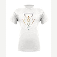 Geometric Arrows & Triangles — Premium Tee / White