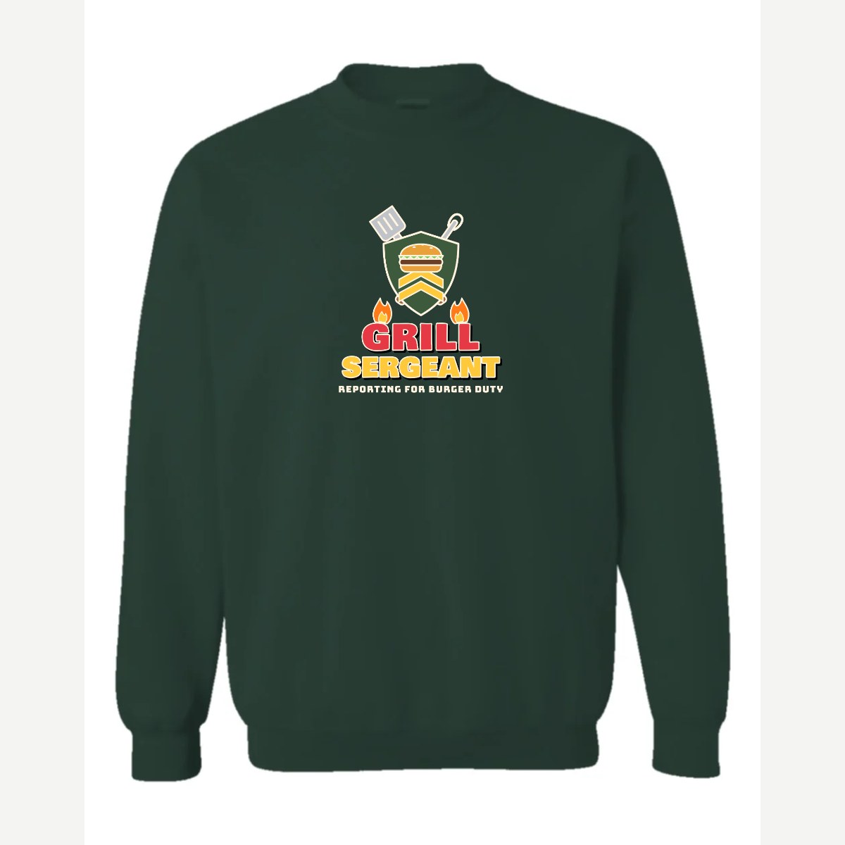 Grill Sergeant — Crewneck Sweatshirt / Forest Green