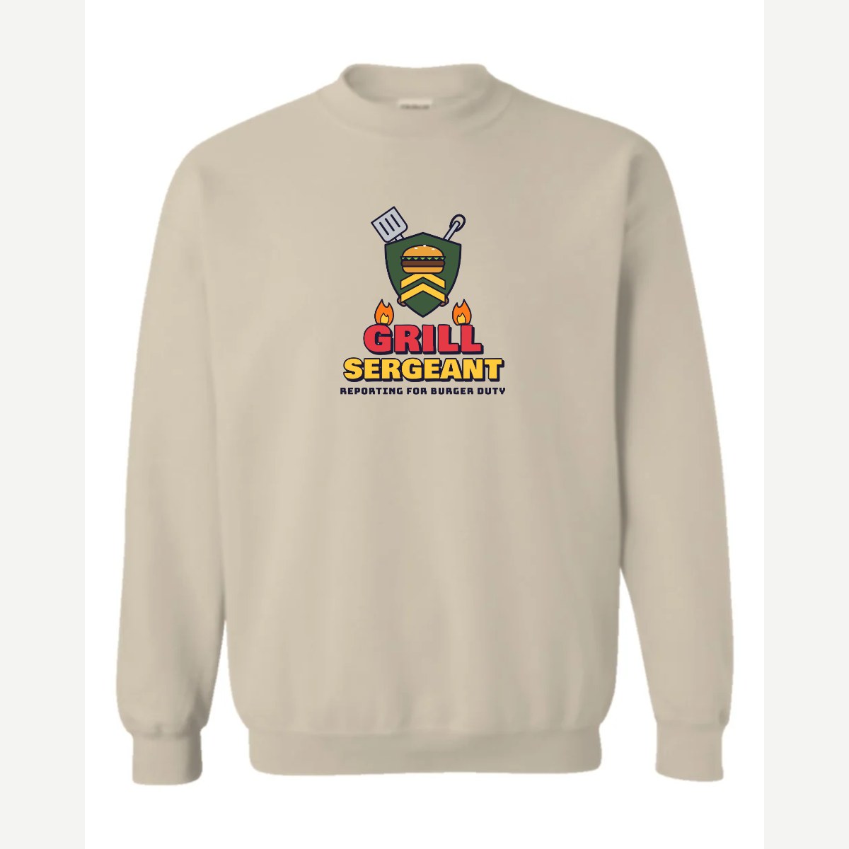 Grill Sergeant — Crewneck Sweatshirt / Sand