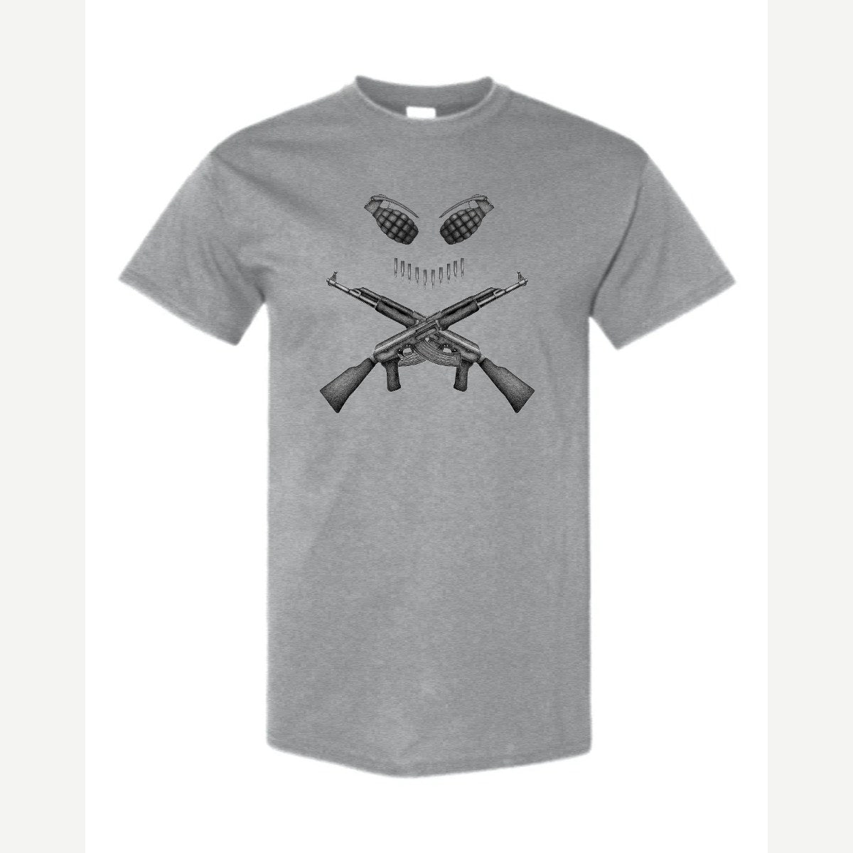 Guns & Grenades Skull and Crossbones — Classic Tee / Sport Grey
