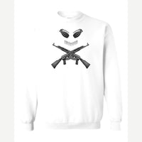 Guns & Grenades Skull and Crossbones — Crewneck Sweatshirt / White