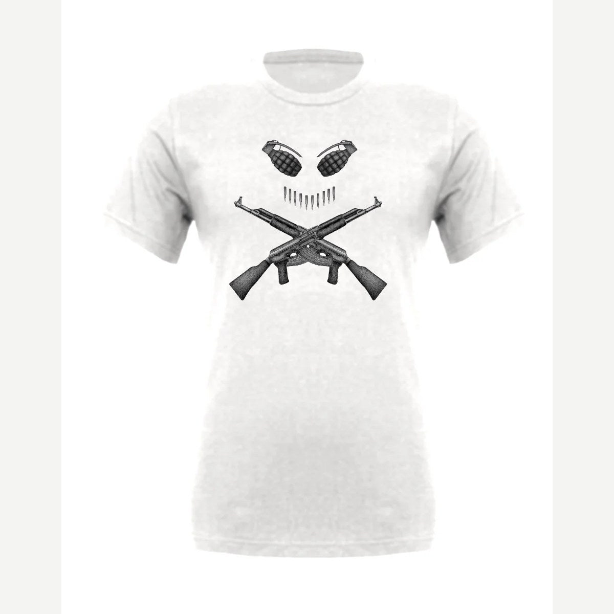 Guns & Grenades Skull and Crossbones — Premium Tee / White