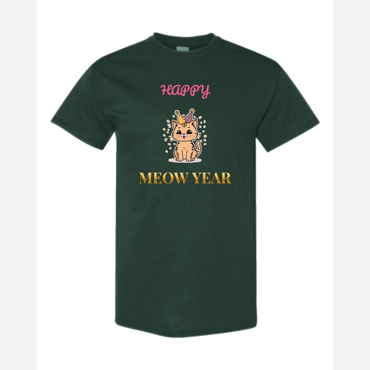 Happy Meow Year — Classic Tee / Forest Green