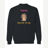 Happy Meow Year — Crewneck Sweatshirt / Black