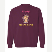 Happy Meow Year — Crewneck Sweatshirt / Maroon