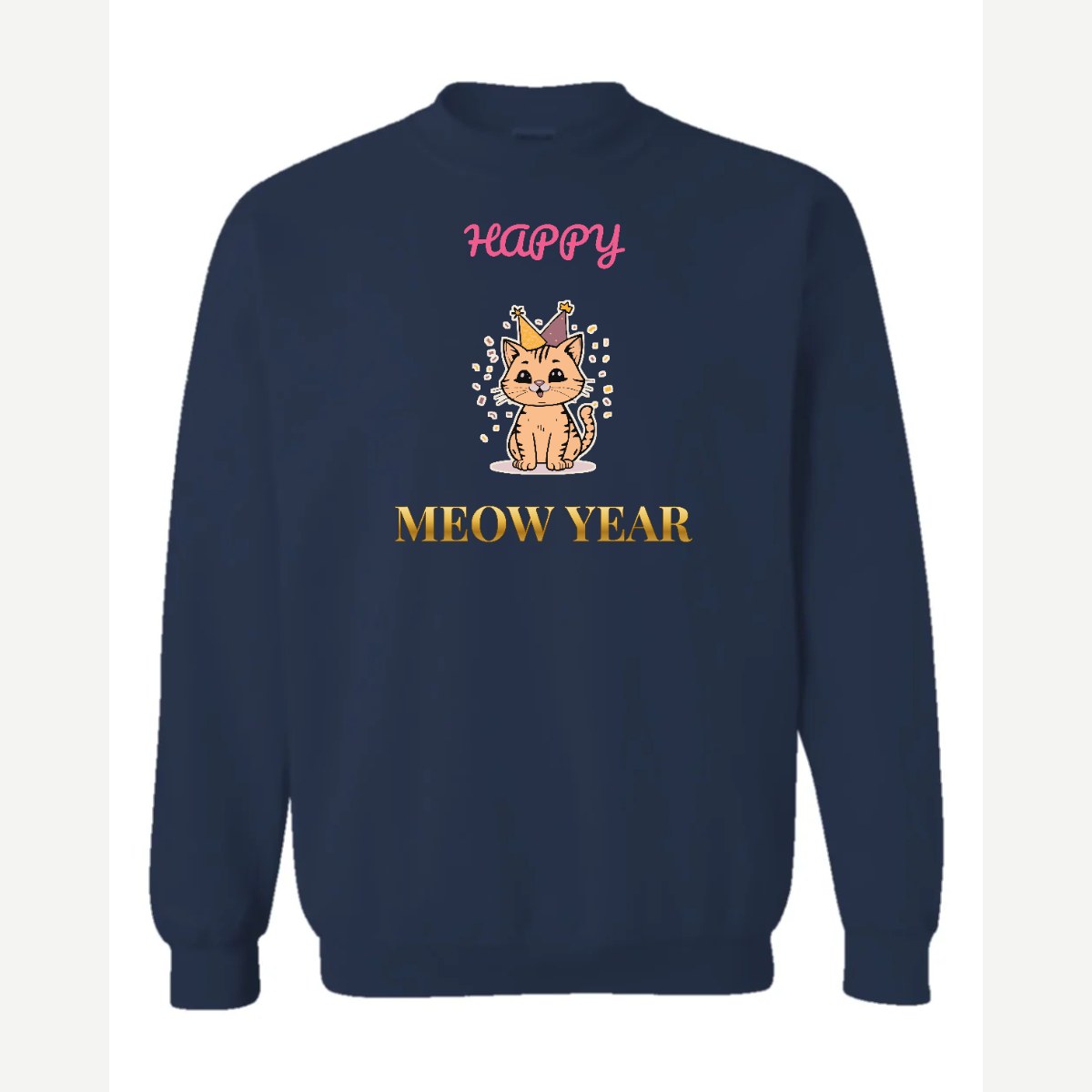 Happy Meow Year — Crewneck Sweatshirt / Navy