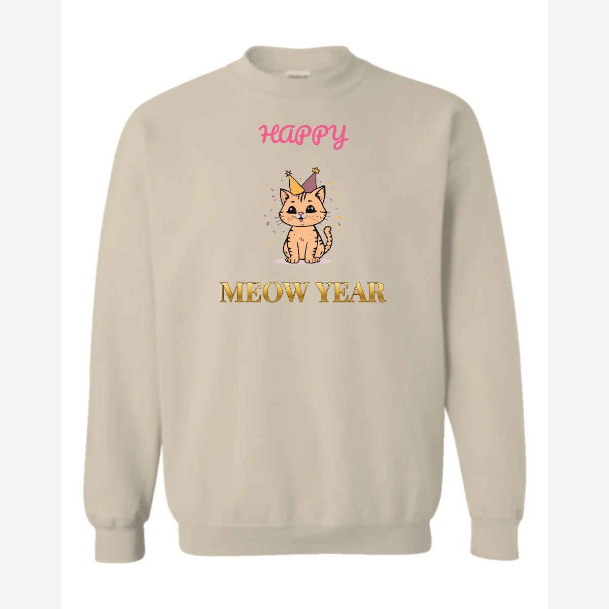 Happy Meow Year — Crewneck Sweatshirt / Sand