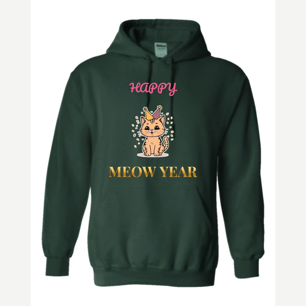 Happy Meow Year — Hoodie / Forest Green