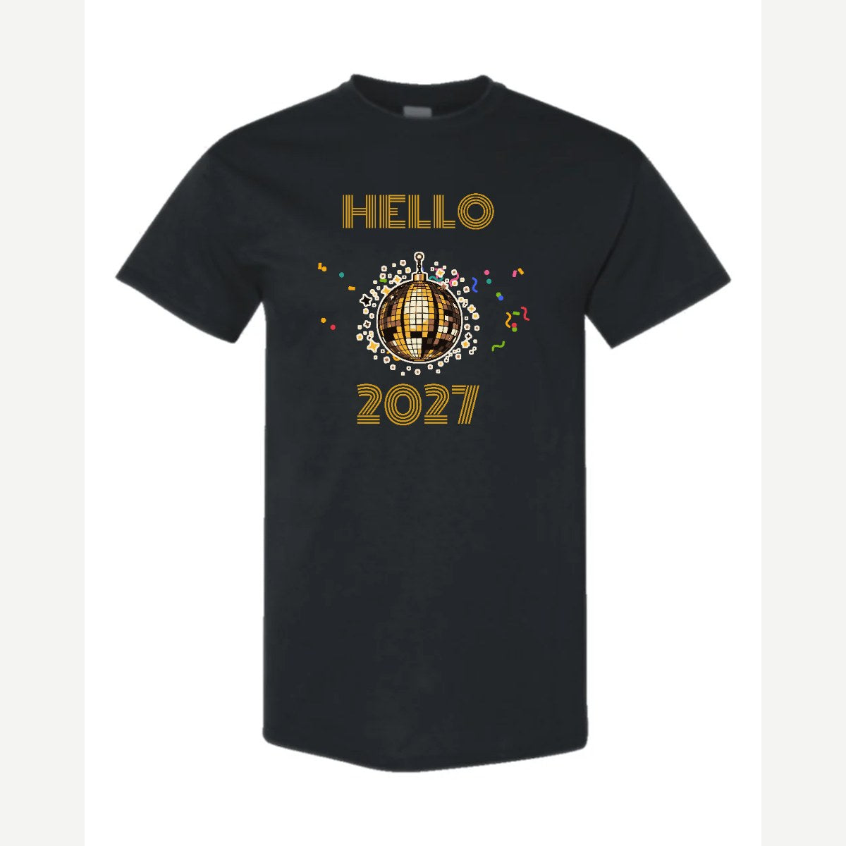 Hello New Year Disco Ball — Classic Tee / Black