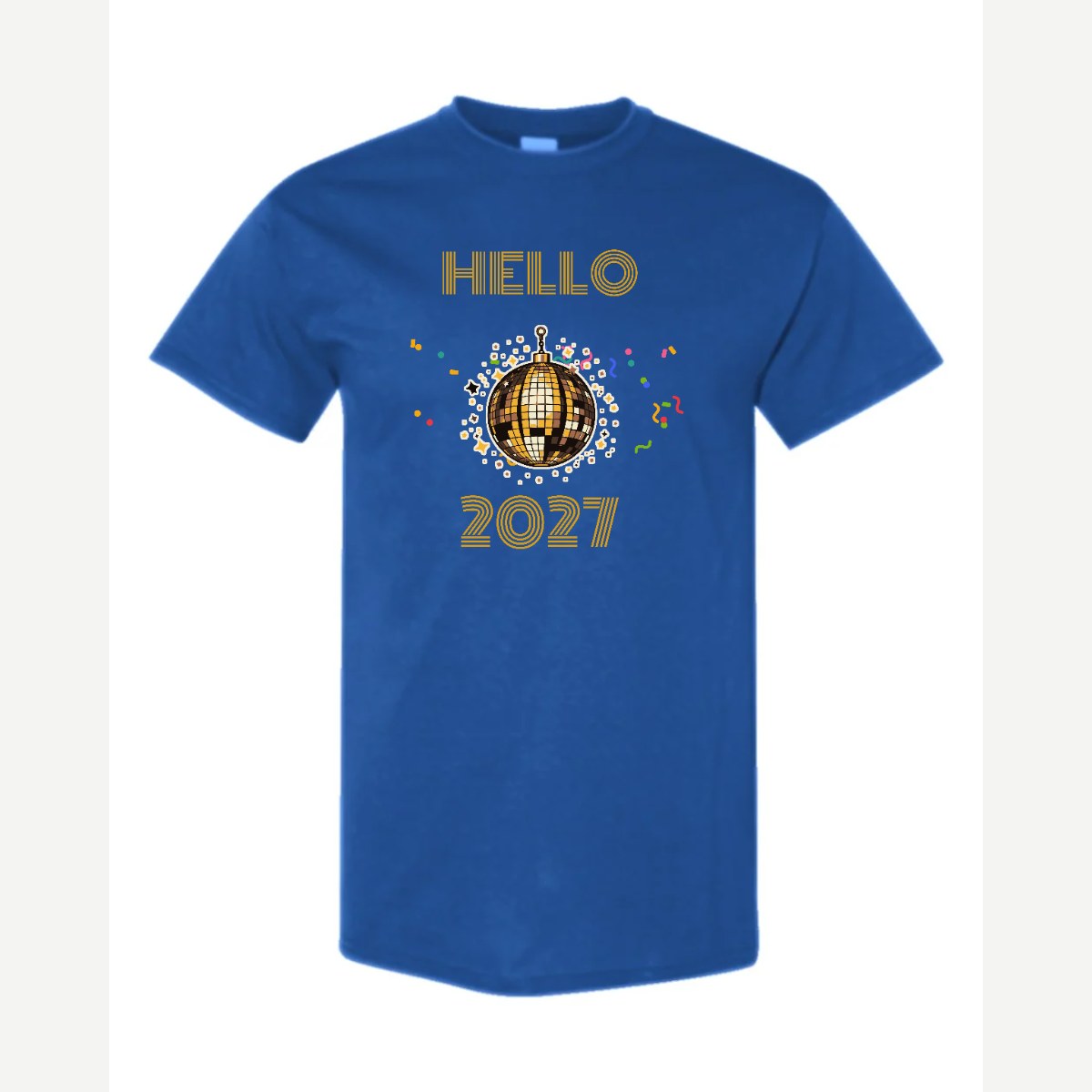 Hello New Year Disco Ball — Classic Tee / Royal