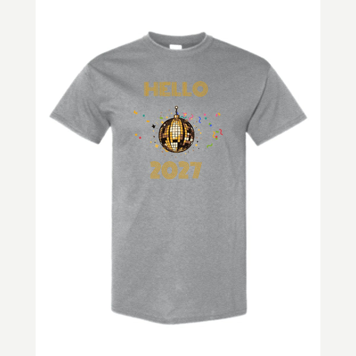 Hello New Year Disco Ball — Classic Tee / Sport Grey