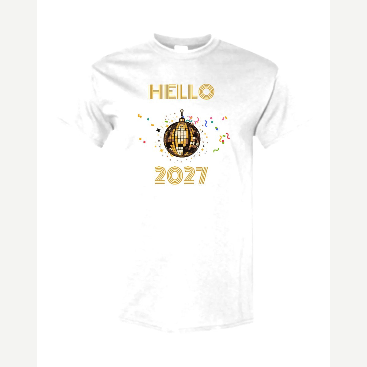 Hello New Year Disco Ball — Classic Tee / White