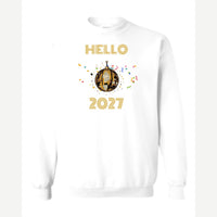 Hello New Year Disco Ball — Crewneck Sweatshirt / White