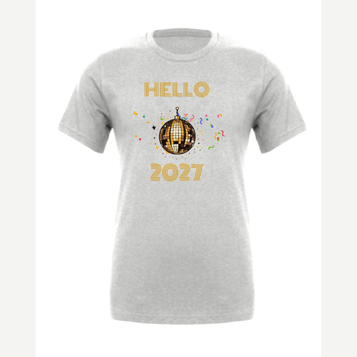 Hello New Year Disco Ball — Premium Tee / Athletic Heather