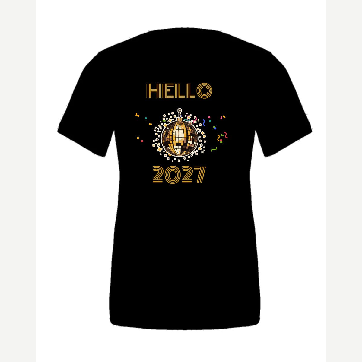 Hello New Year Disco Ball — Premium Tee / Black