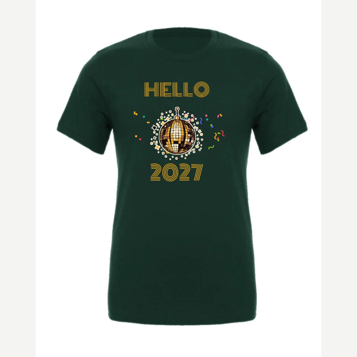Hello New Year Disco Ball — Premium Tee / Forest