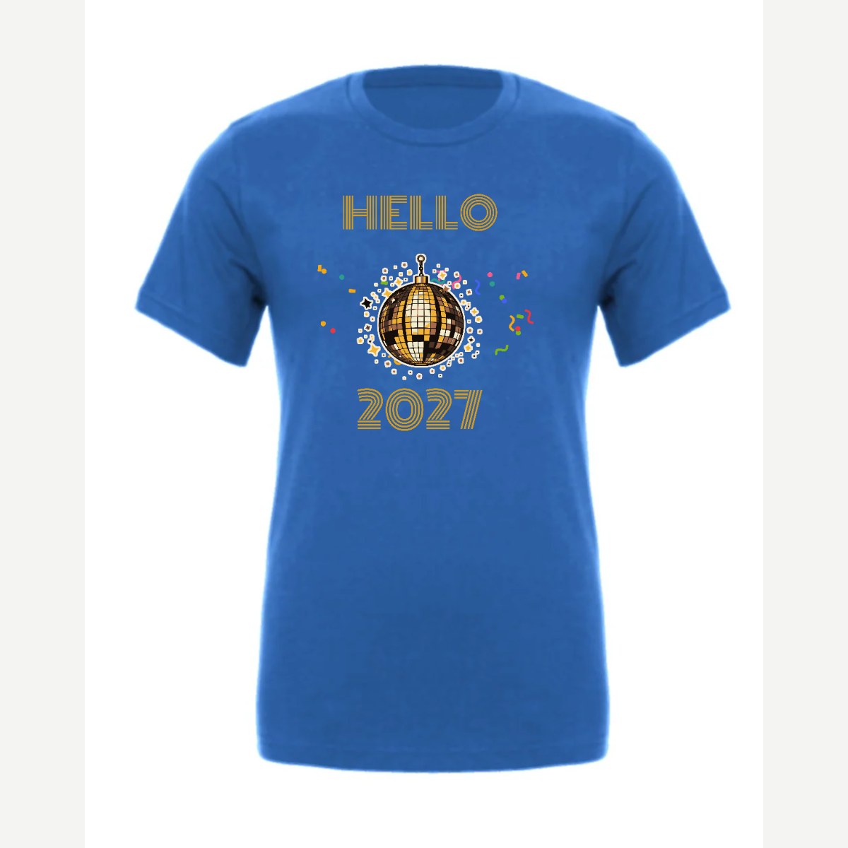 Hello New Year Disco Ball — Premium Tee / True Royal