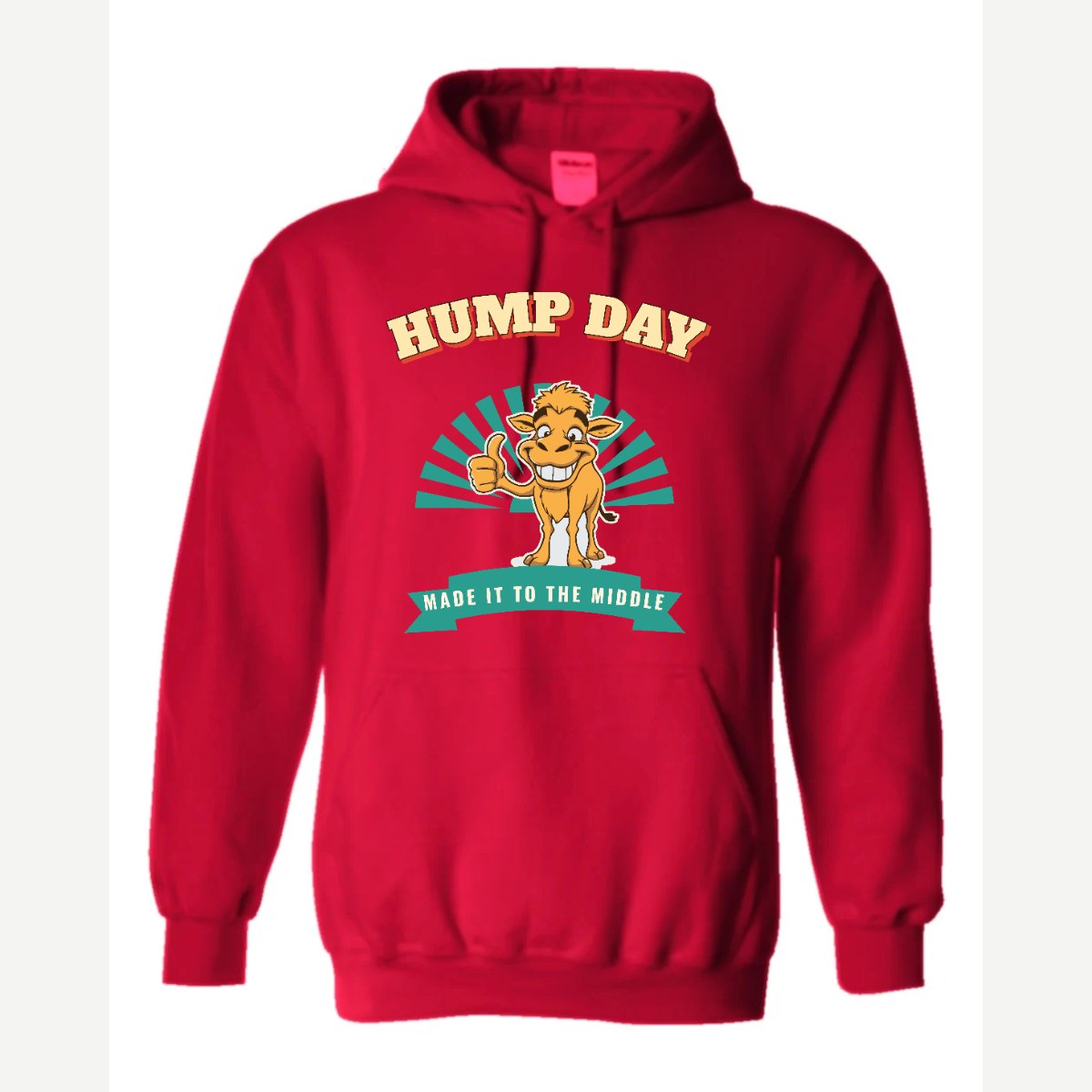 Hump Day – Made It to the Middle — Hoodie / Red