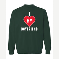I <3 Boyfriend — Crewneck Sweatshirt / Forest Green