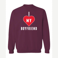 I <3 Boyfriend — Crewneck Sweatshirt / Maroon