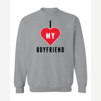 I <3 Boyfriend — Crewneck Sweatshirt / Sport Grey