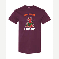 I Do What I Want (Christmas Cat) — Classic Tee / Maroon