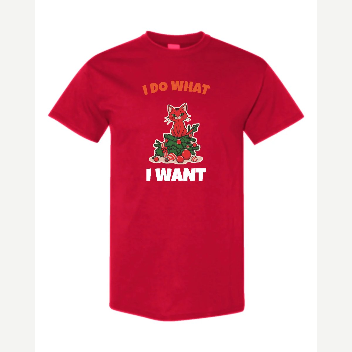 I Do What I Want (Christmas Cat) — Classic Tee / Red