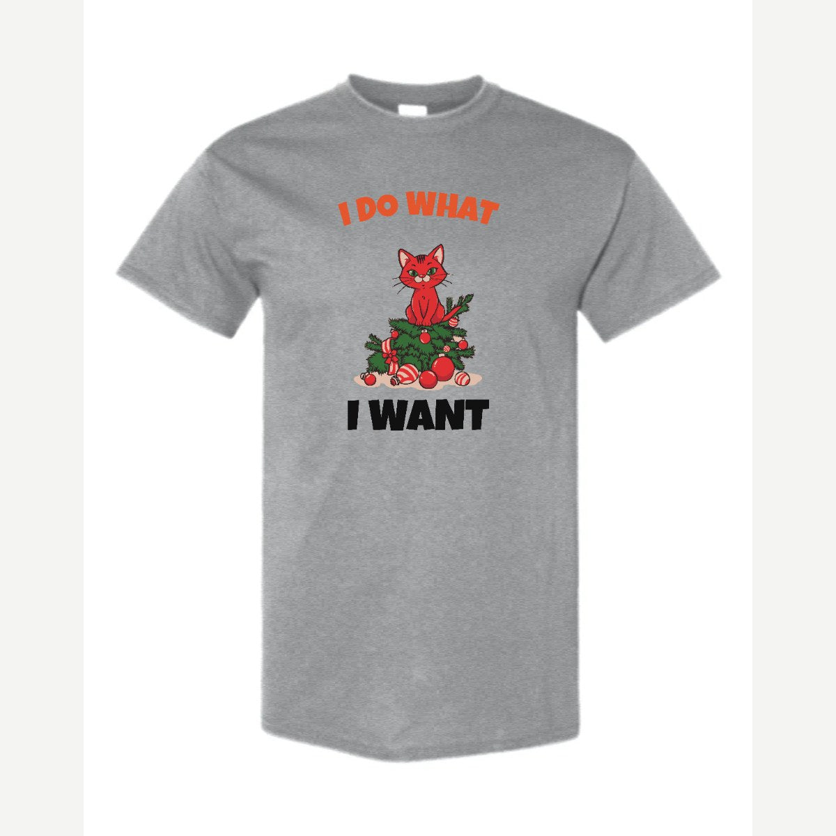 I Do What I Want (Christmas Cat) — Classic Tee / Sport Grey