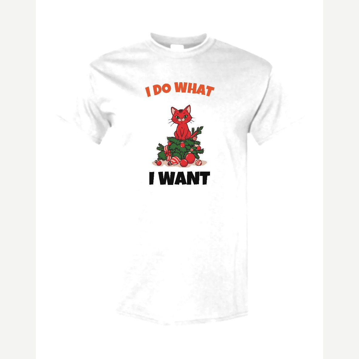 I Do What I Want (Christmas Cat) — Classic Tee / White