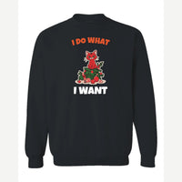 I Do What I Want (Christmas Cat) — Crewneck Sweatshirt / Black