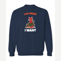 I Do What I Want (Christmas Cat) — Crewneck Sweatshirt / Navy