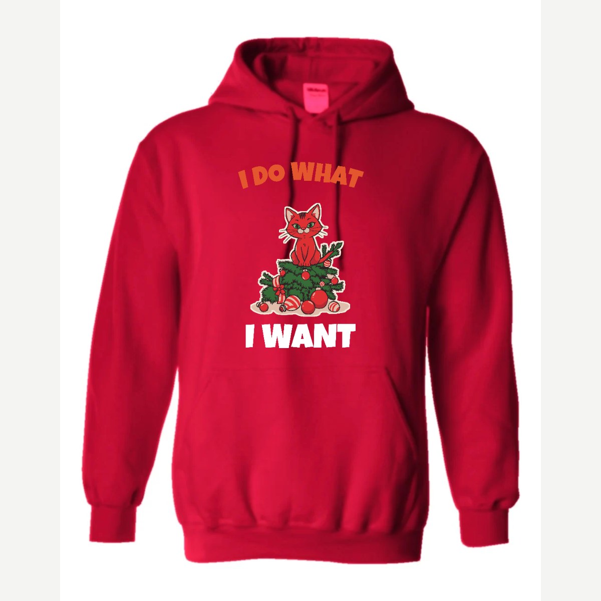 I Do What I Want (Christmas Cat) — Hoodie / Red