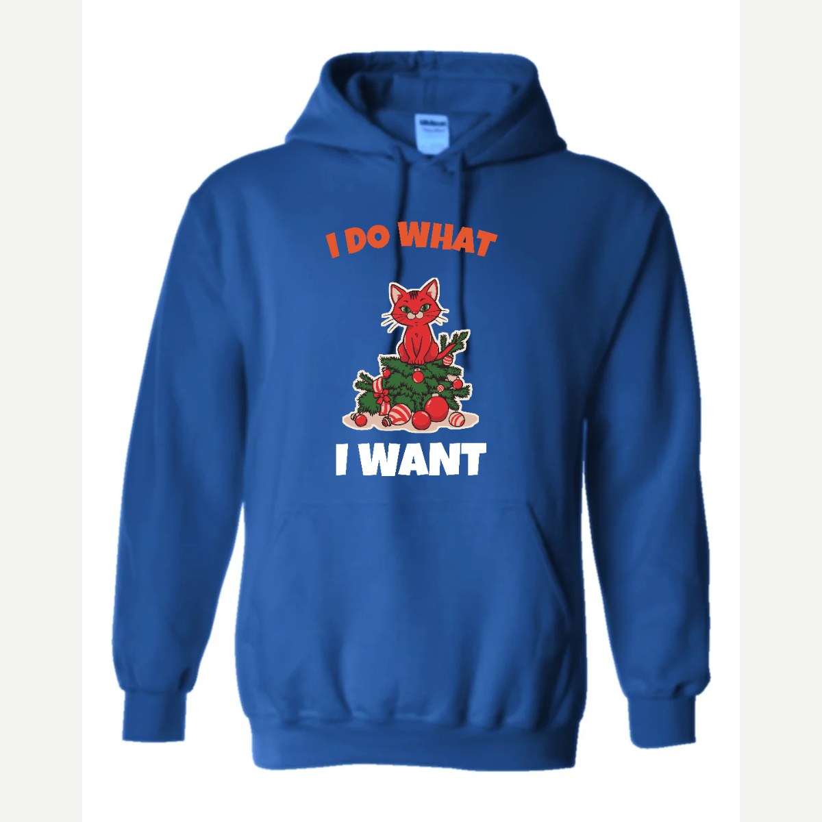 I Do What I Want (Christmas Cat) — Hoodie / Royal