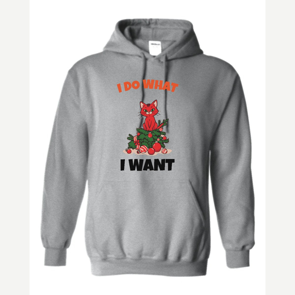 I Do What I Want (Christmas Cat) — Hoodie / Sport Grey