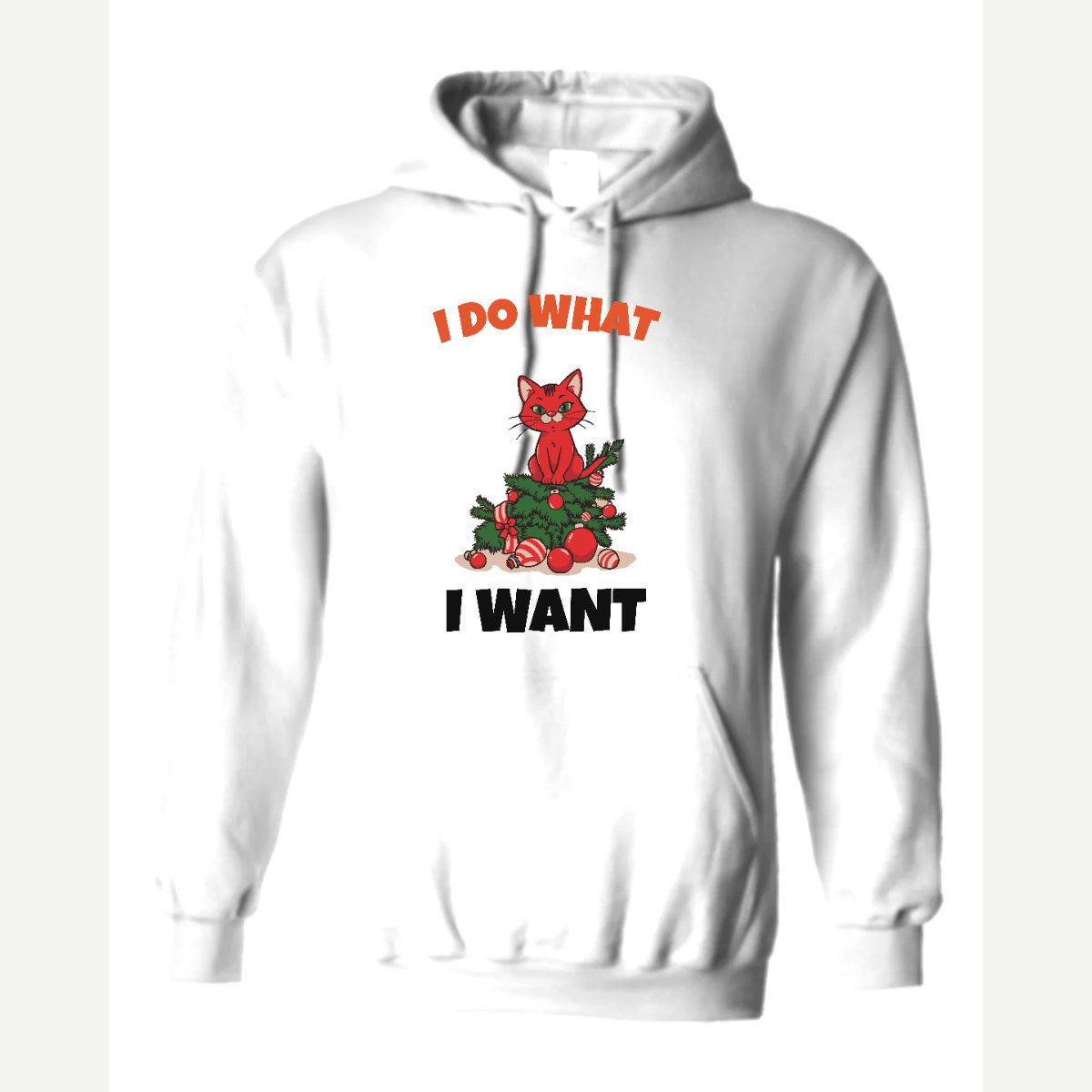 I Do What I Want (Christmas Cat) — Hoodie / White