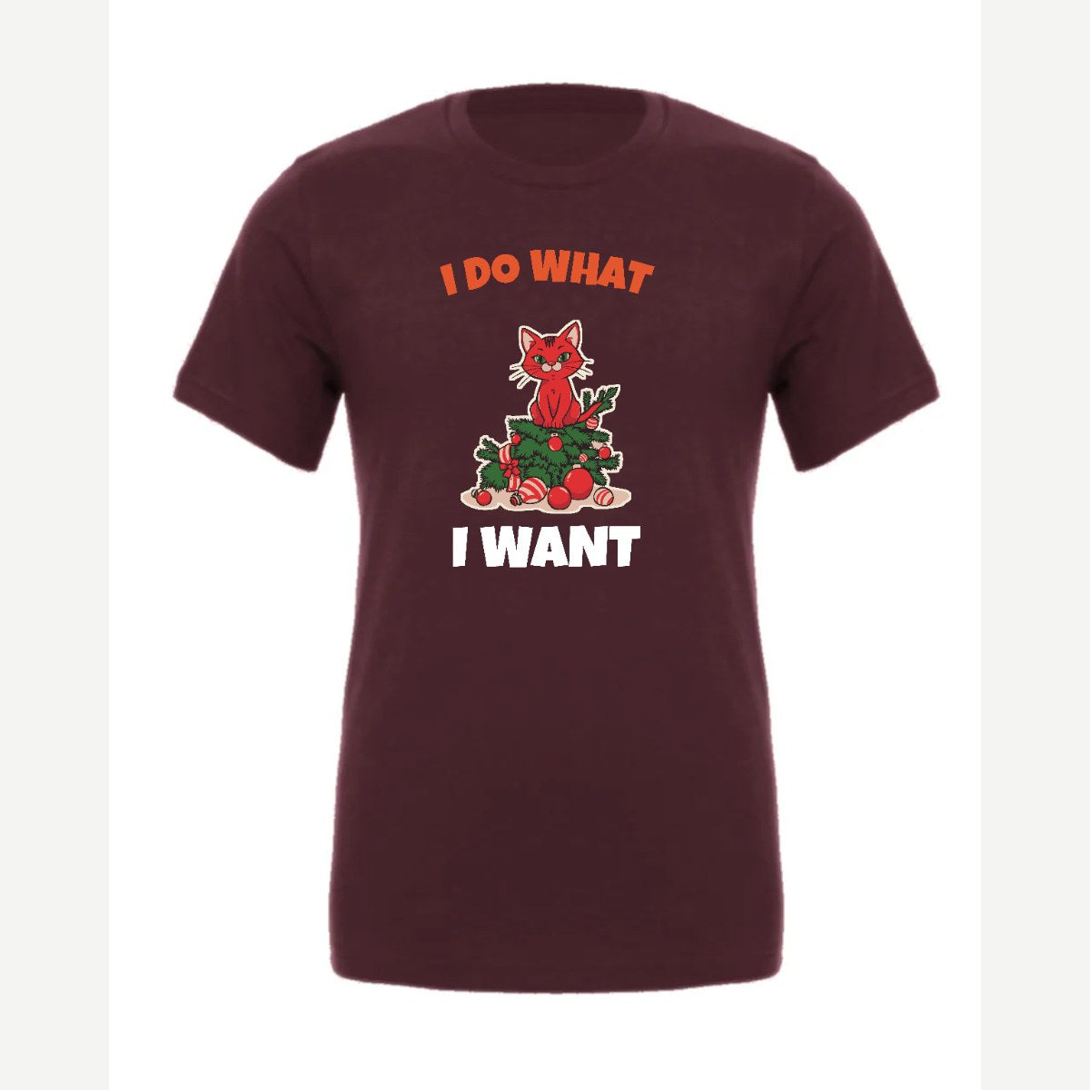 I Do What I Want (Christmas Cat) — Premium Tee / Maroon