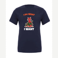 I Do What I Want (Christmas Cat) — Premium Tee / Navy