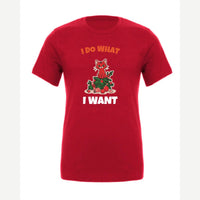 I Do What I Want (Christmas Cat) — Premium Tee / Red