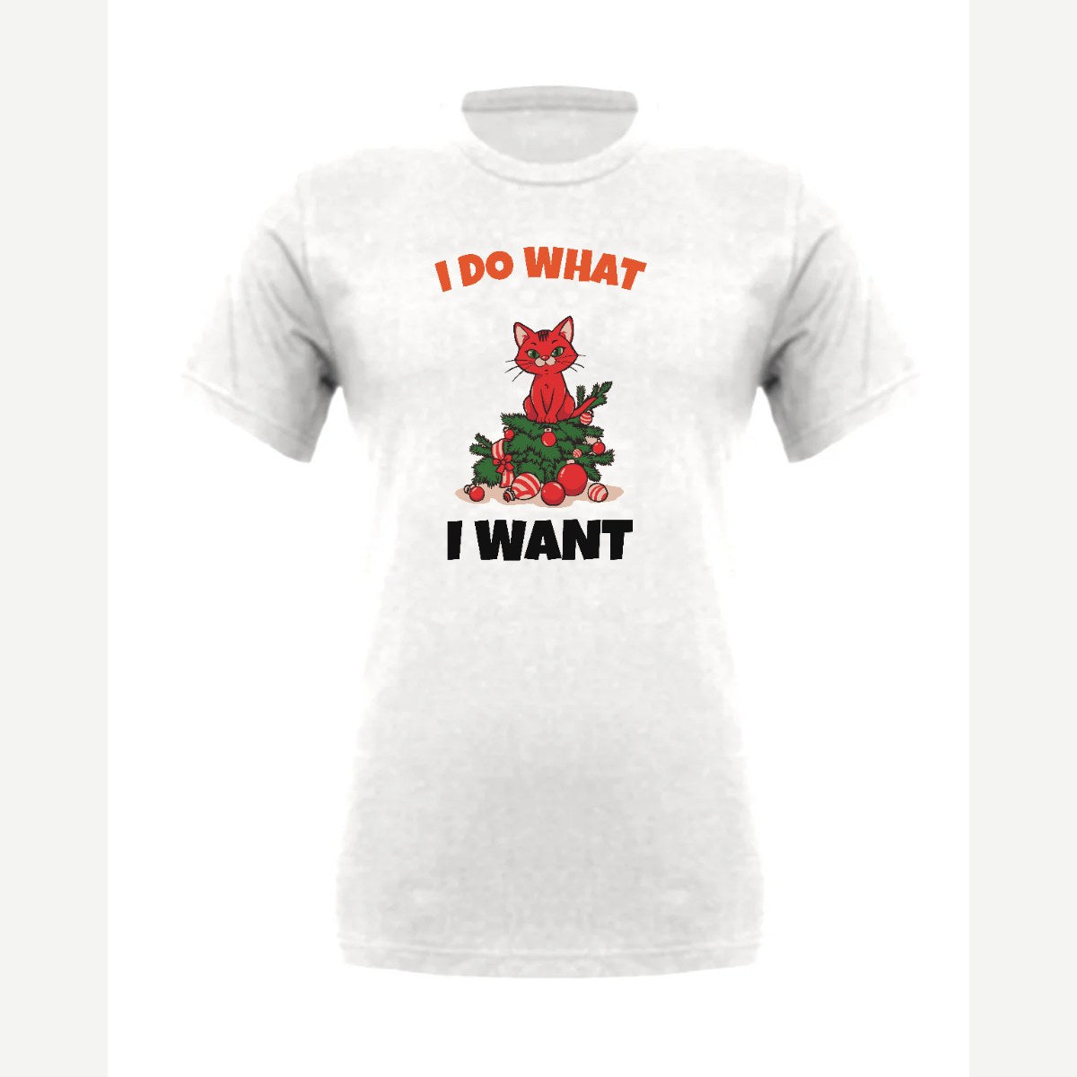 I Do What I Want (Christmas Cat) — Premium Tee / White