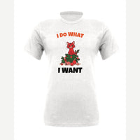 I Do What I Want (Christmas Cat) — Premium Tee / White