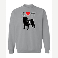 I Love My Pug — Crewneck Sweatshirt / Sport Grey