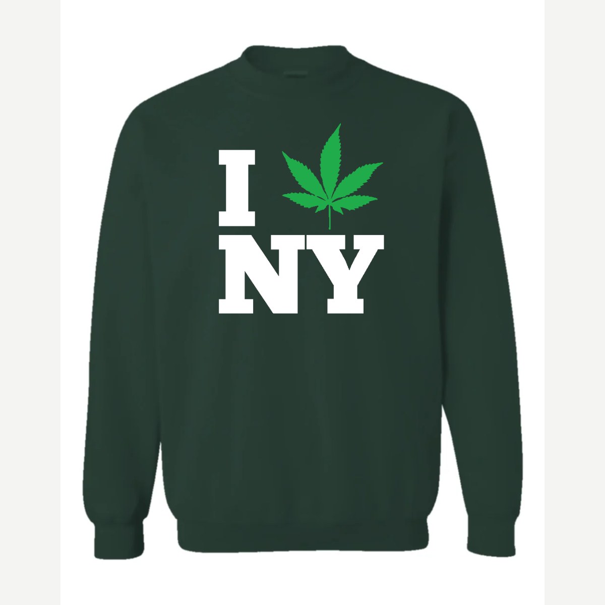 I 🍃 NY — Crewneck Sweatshirt / Forest Green