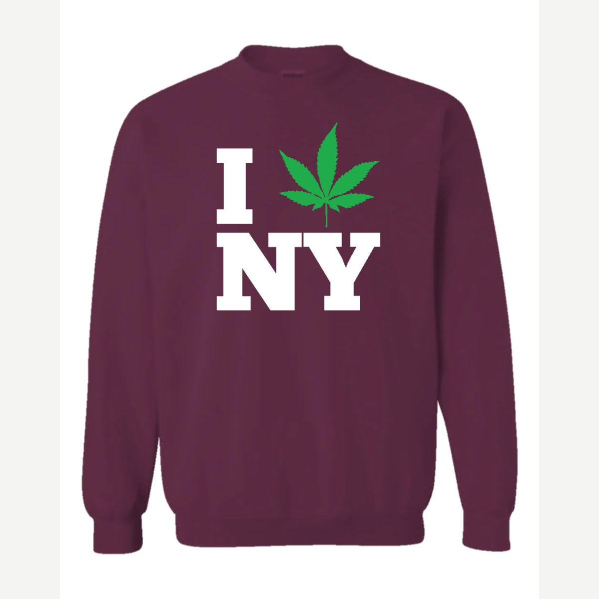 I 🍃 NY — Crewneck Sweatshirt / Maroon