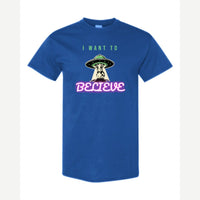 I Want to Believe (UFO Cow) — Classic Tee / Royal