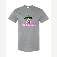 I Want to Believe (UFO Cow) — Classic Tee / Sport Grey