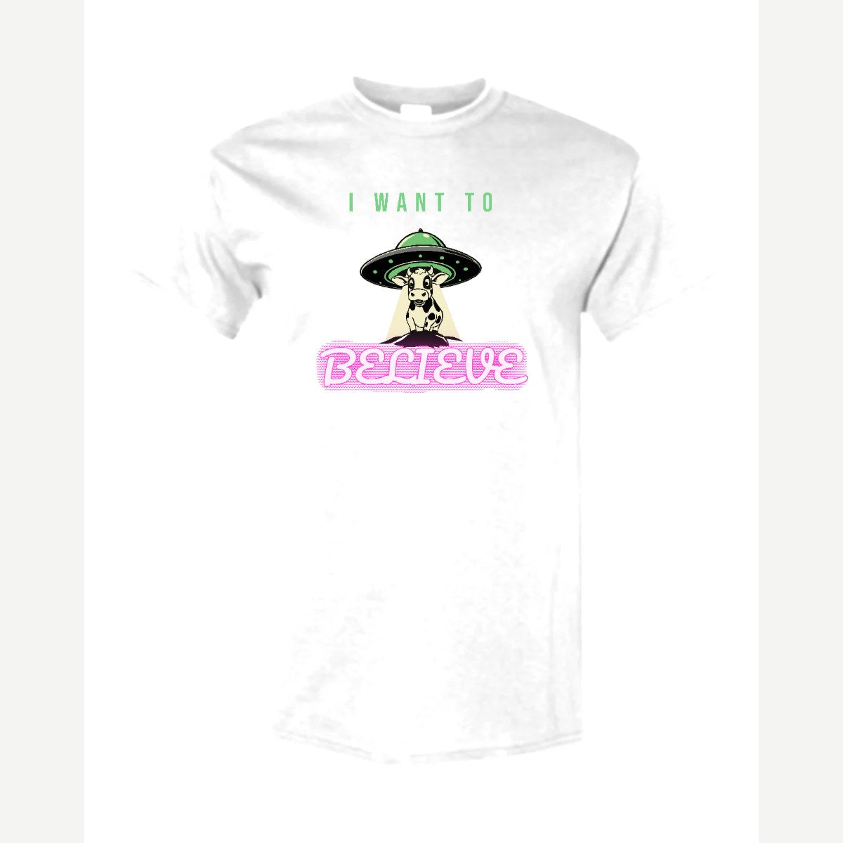 I Want to Believe (UFO Cow) — Classic Tee / White