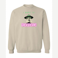 I Want to Believe (UFO Cow) — Crewneck Sweatshirt / Sand