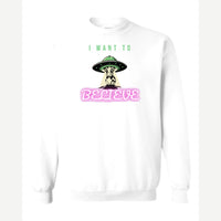 I Want to Believe (UFO Cow) — Crewneck Sweatshirt / White
