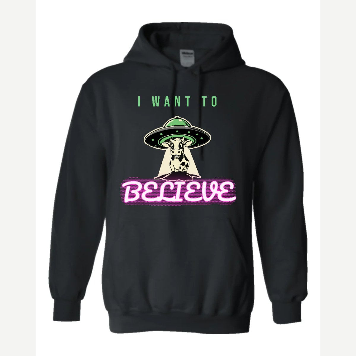 I Want to Believe (UFO Cow) — Hoodie / Black
