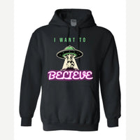 I Want to Believe (UFO Cow) — Hoodie / Black